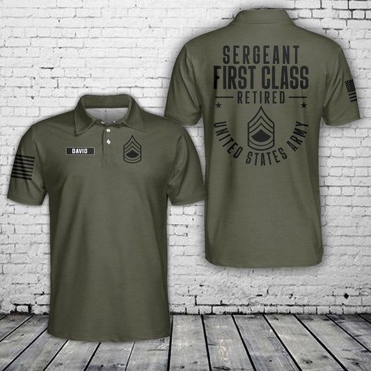 Custom Name US Army Sergeant First Class Retirement Polo Shirt