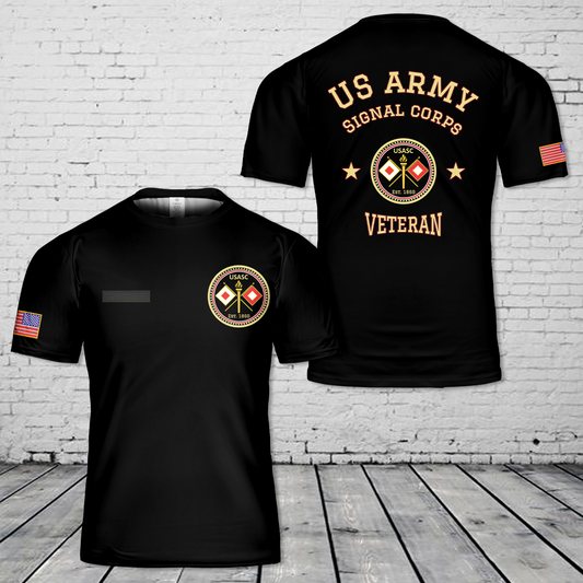 Custom Name US Army Signal Corps Veteran T-Shirt 3D