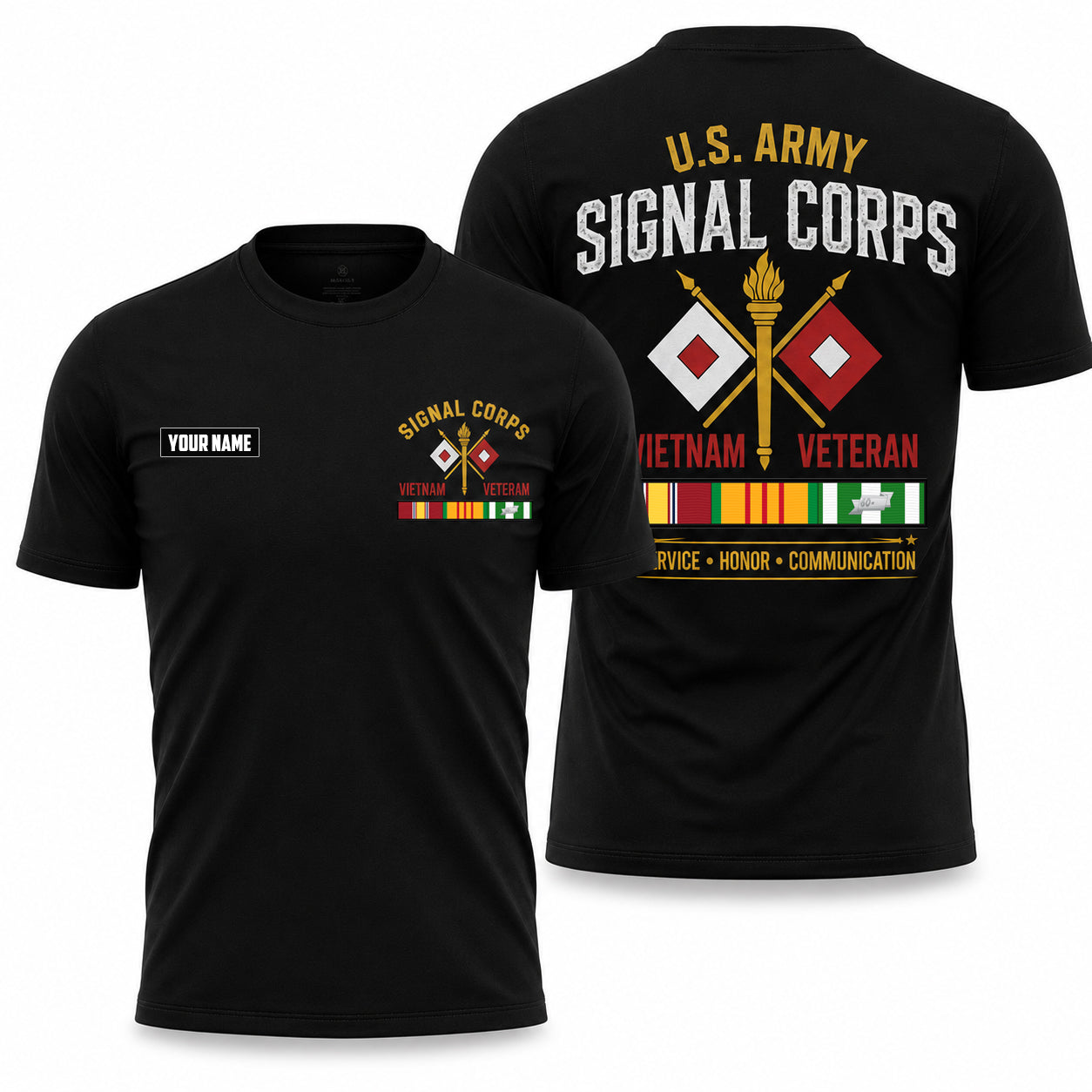 Custom Name US Army Signal Corps Vietnam Veteran 3D T-Shirt