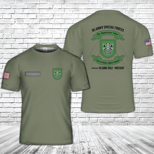 Custom Name US Army Special 10th Special Forces Group (10th SFG)(A) T-Shirt 3D