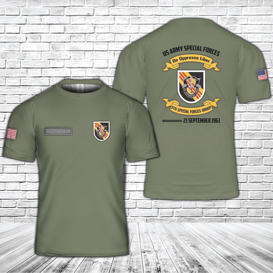 Custom Name US Army Special 5th Special Forces Group (5th SFG)(A) T-Shirt 3D