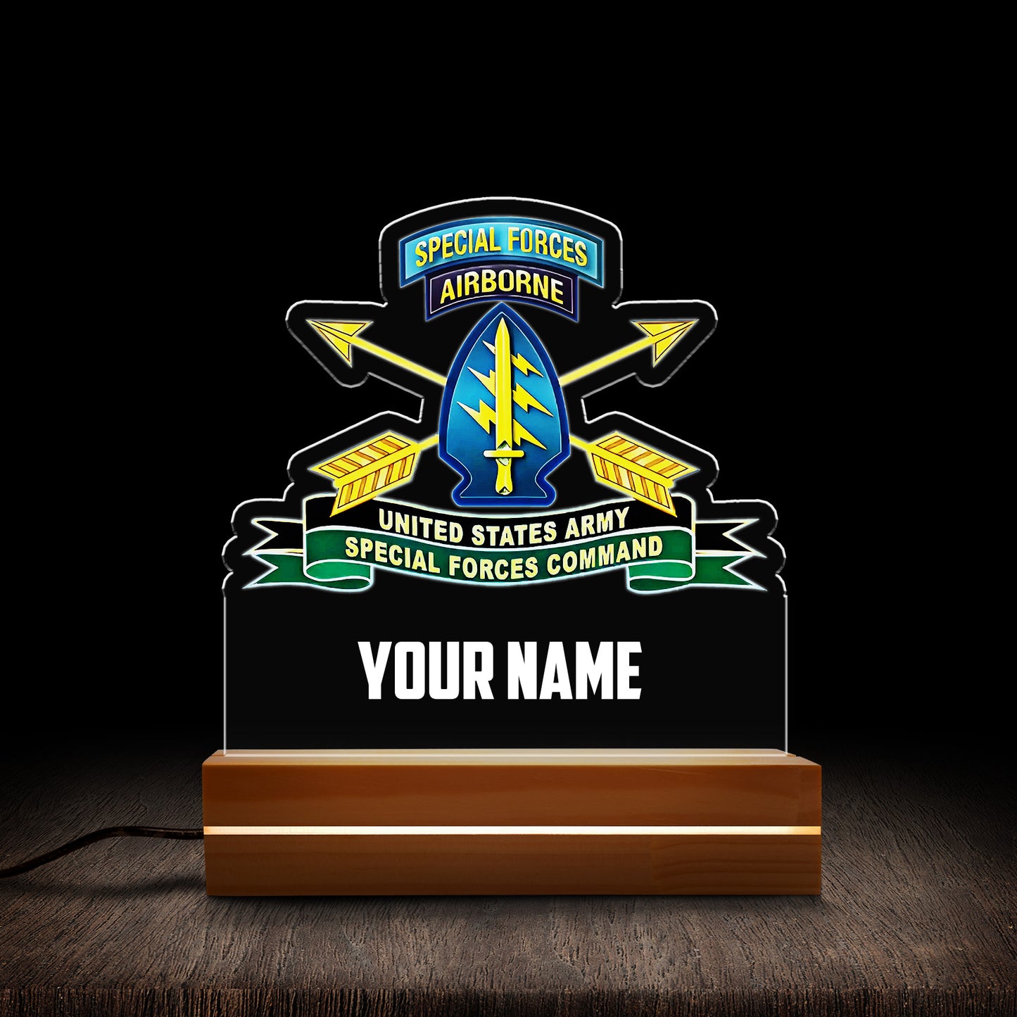 Custom Name US Army Special Force Airborne Special Operations Command Custom Shape Photo Night Light