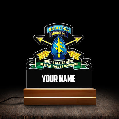 Custom Name US Army Special Force Airborne Special Operations Command Custom Shape Photo Night Light