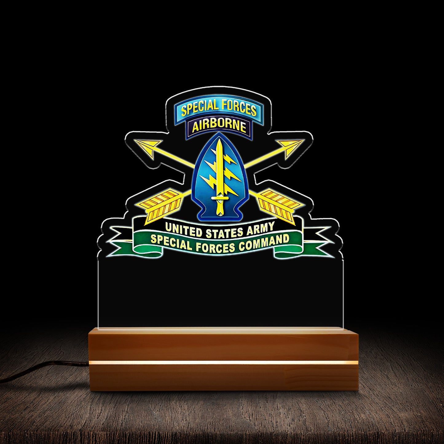 Custom Name US Army Special Force Airborne Special Operations Command Custom Shape Photo Night Light
