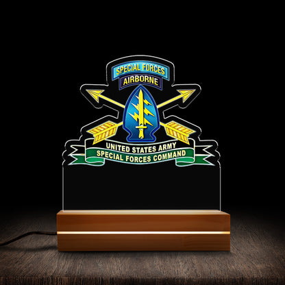 Custom Name US Army Special Force Airborne Special Operations Command Custom Shape Photo Night Light