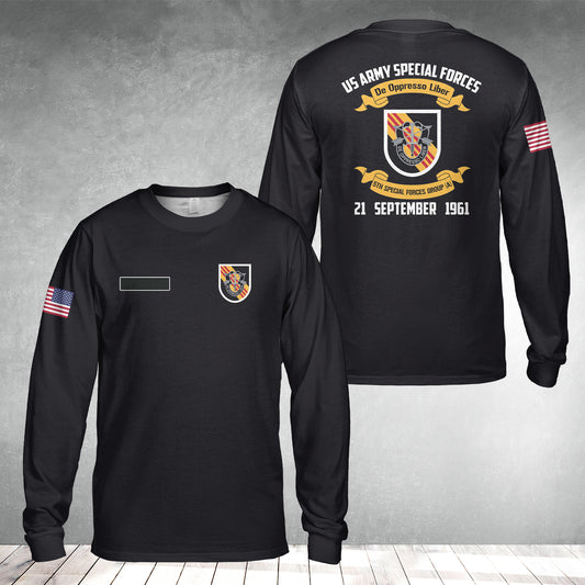Custom Name US Army Special Forces 5th Special Forces Group (Airborne) (5th SFG (A)) Long Sleeve Shirt