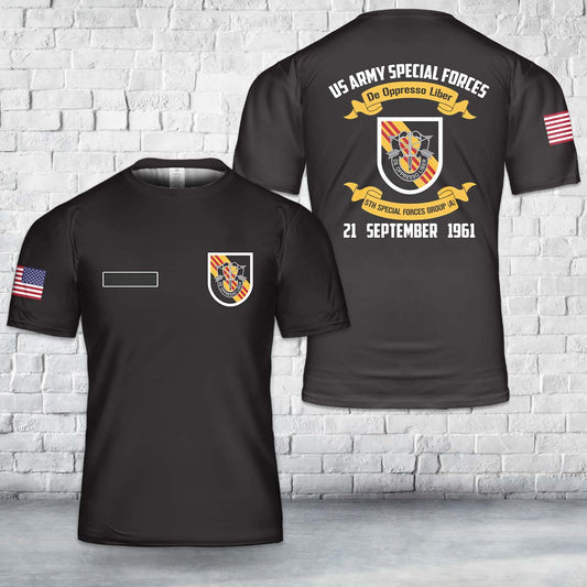 Custom Name US Army Special Forces 5th Special Forces Group (Airborne) (5th SFG (A)) T-Shirt 3D