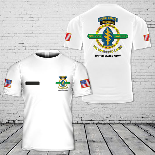 Custom Name US Army Special Forces Airborne-De Oppresso Liber T-Shirt 3D