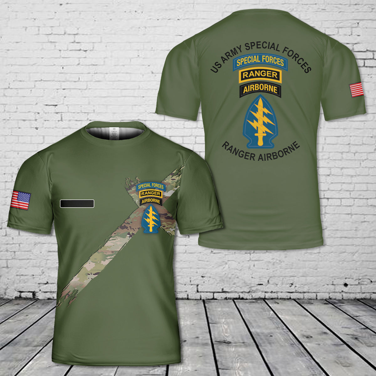 Custom Name US Army Special Forces Airborne Ranger T-Shirt 3D