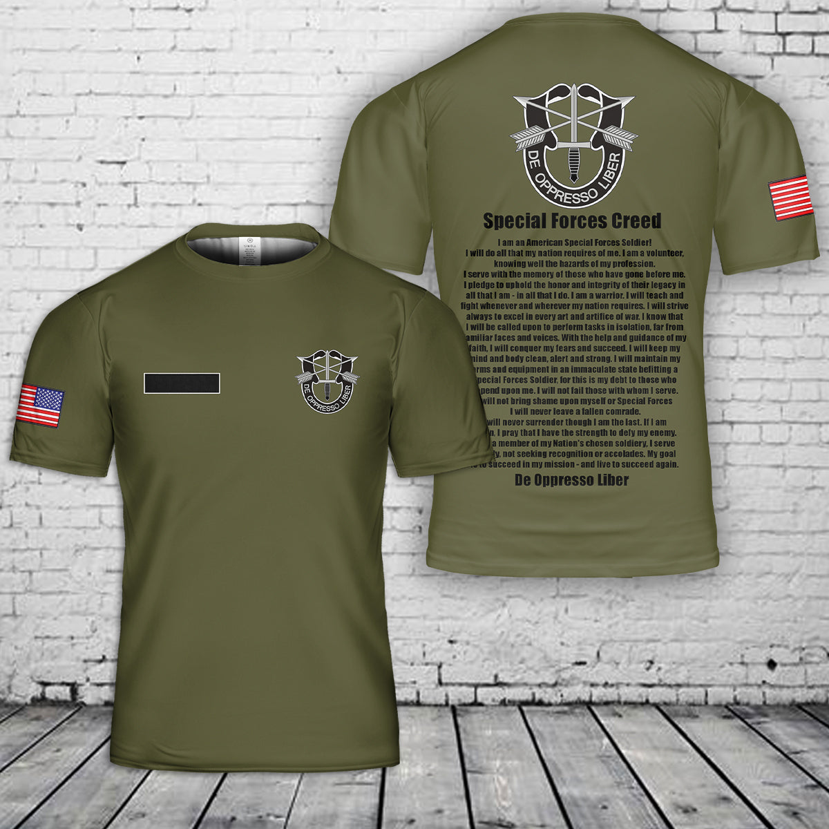 Custom Name US Army Special Forces Creed T-Shirt 3D