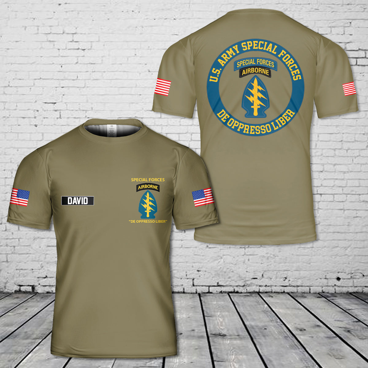Custom Name US Army Special Forces De Oppresso Liber 3D T-Shirt