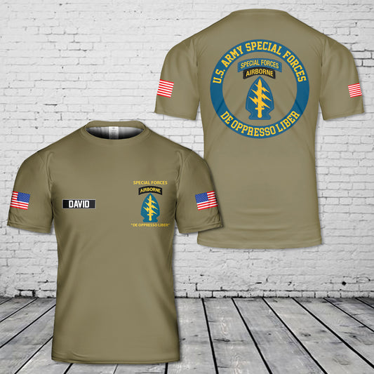 Custom Name US Army Special Forces De Oppresso Liber 3D T-Shirt