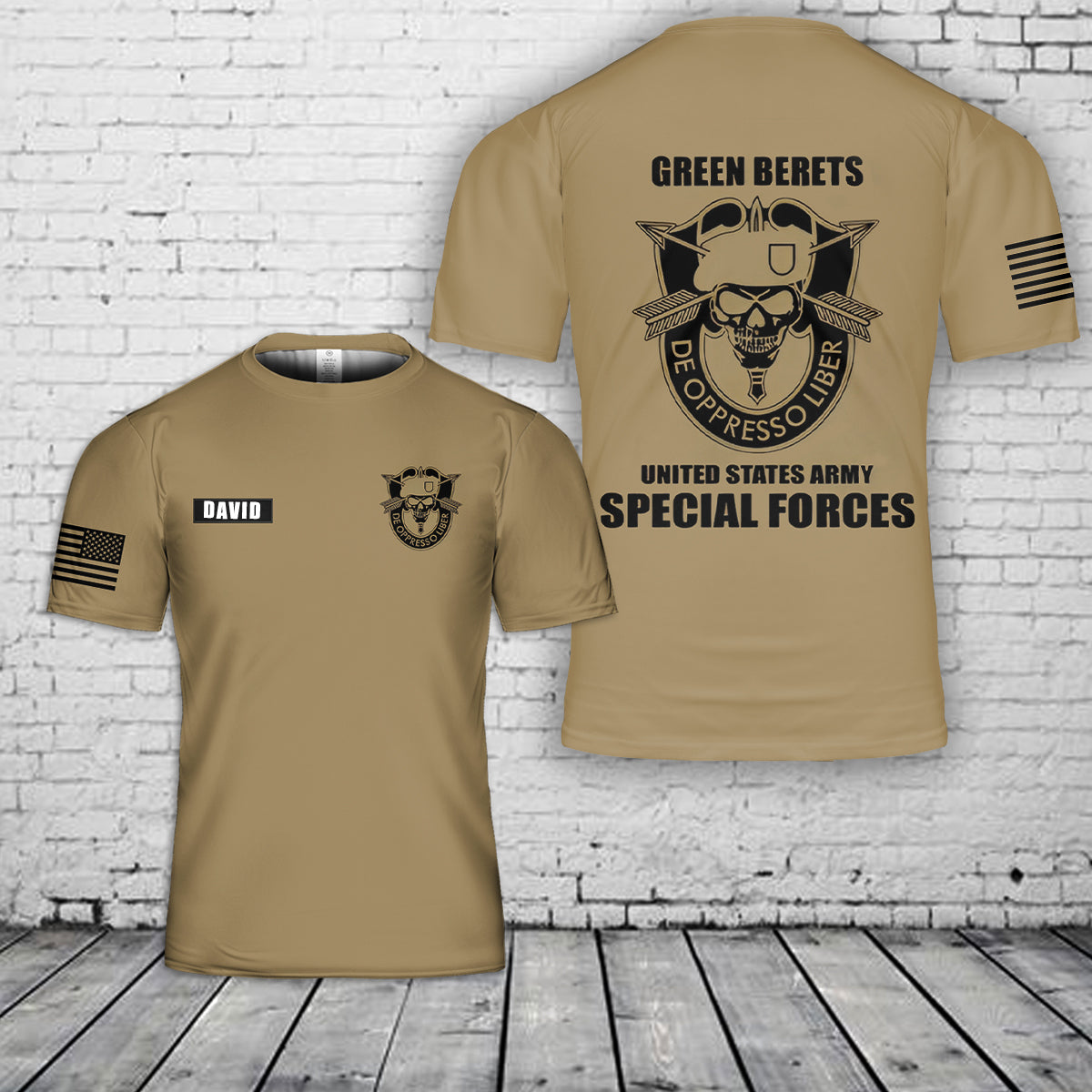 Custom Name US Army Special Forces Green Berets 3D T-Shirt