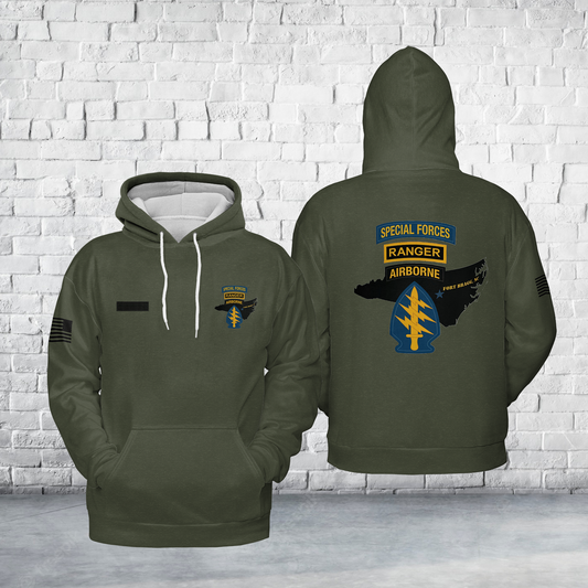 Custom Name US Army Special Forces Ranger Airborne Fort Bragg Hoodie 3D