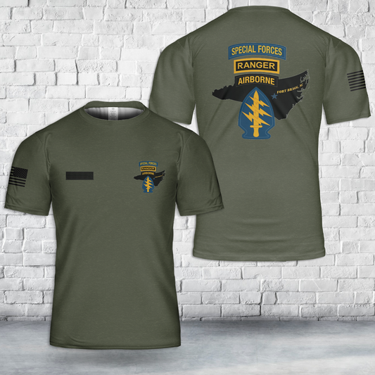 Custom Name US Army Special Forces Ranger Airborne Fort Bragg T-Shirt 3D