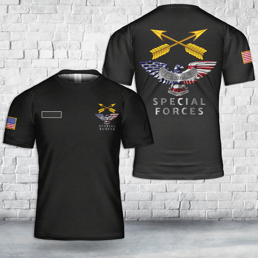 Custom Name US Army Special Forces Veteran Eagle T-Shirt 3D