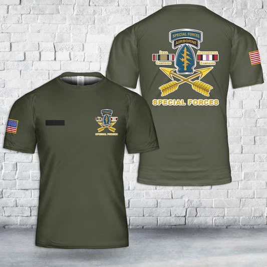 Custom Name US Army Special Operations Iraq & Afghanistan Veteran T-Shirt 3D