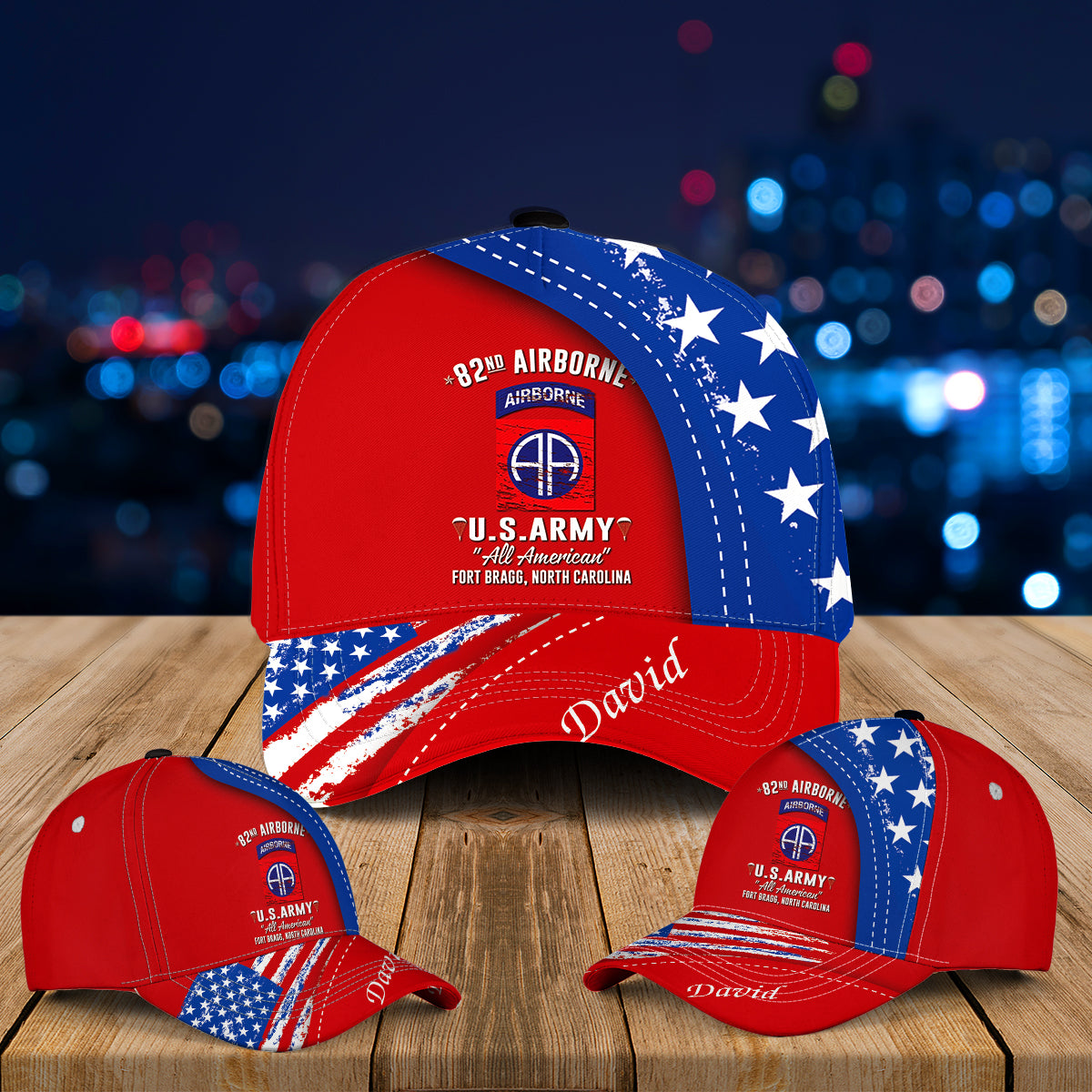 Custom Name US Army 82nd Airborne Division Fort Bragg NC Baseball Cap