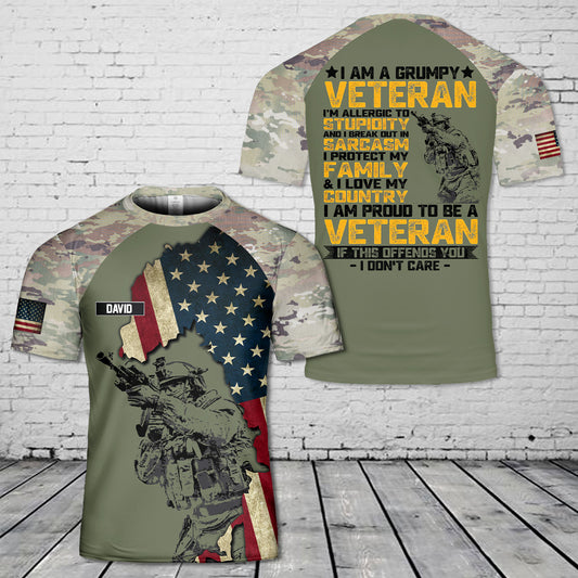 Custom Name US Army Veteran 3D T-Shirt