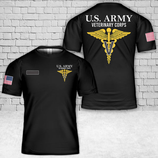 Custom Name US Army Veterinary Corps T-Shirt 3D