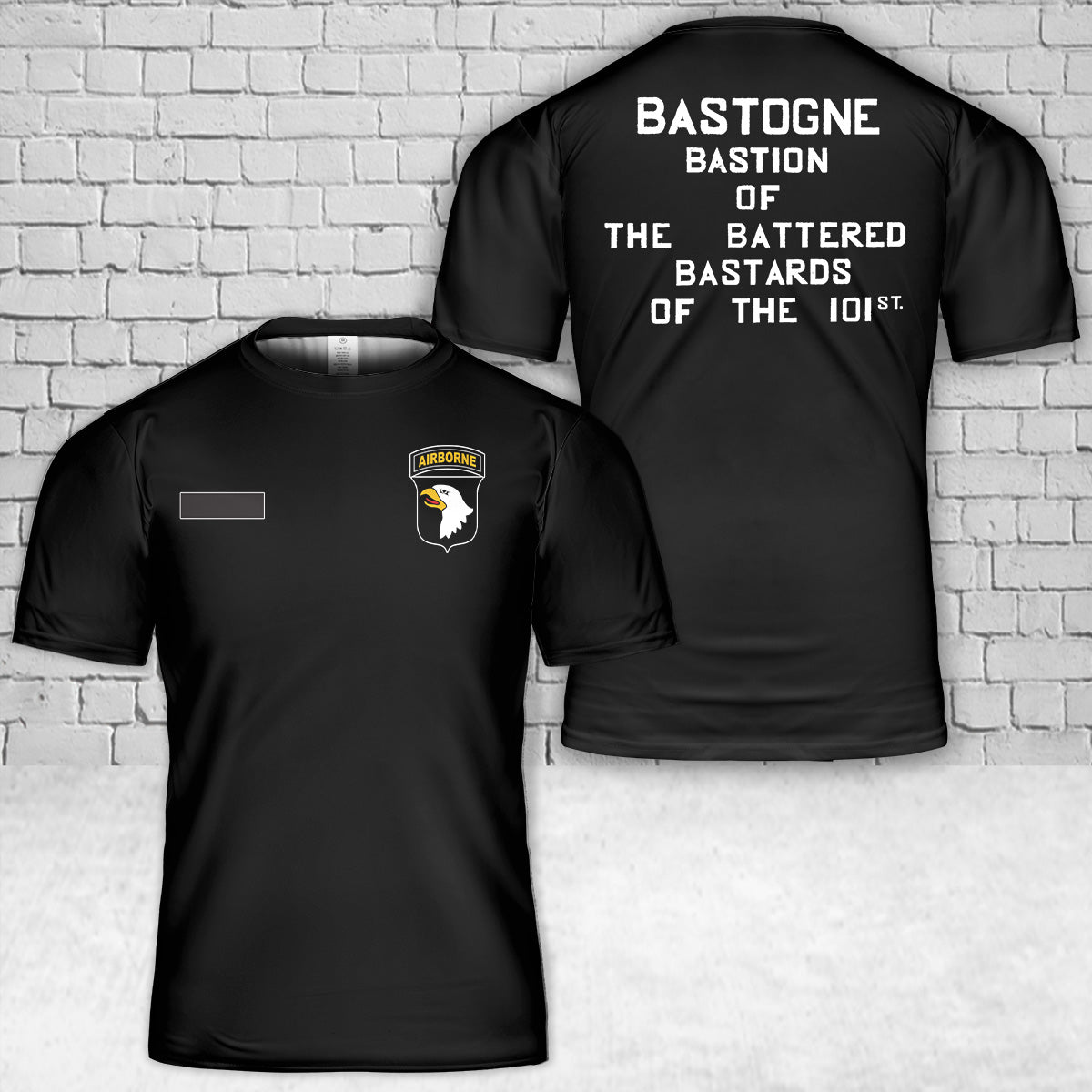 Custom Name US Army WW2 101st Airborne Bastogne Band Of Brothers Army T-Shirt 3D