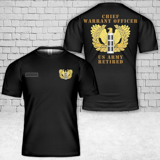 Custom Name US Army Warrant Officer - CW3 - Retired T-Shirt 3D