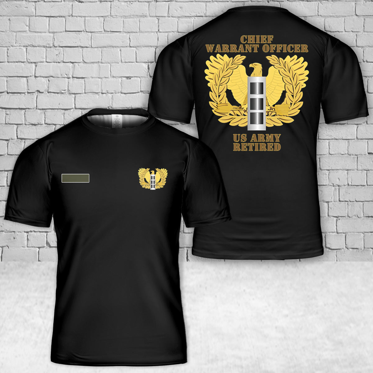 Custom Name US Army Warrant Officer - CW3 - Retired T-Shirt 3D