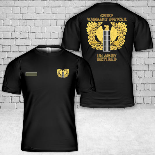 Custom Name US Army Warrant Officer - CW4 - Retired T-Shirt 3D