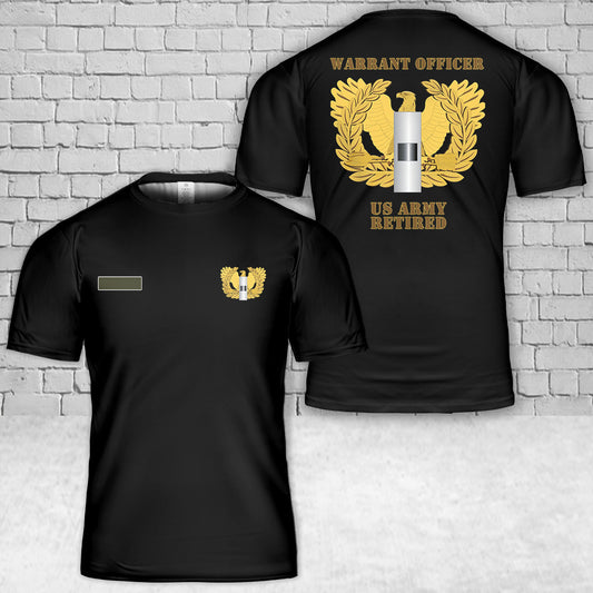 Custom Name US Army Warrant Officer - WO1 - Retired T-Shirt 3D