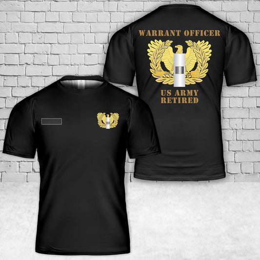 Custom Name US Army Warrant Officer - WO1  - Retired T-Shirt 3D
