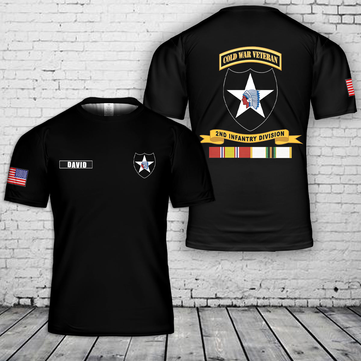 Custom Name US Army  2nd Infantry Division COLD WAR 3D T-Shirt