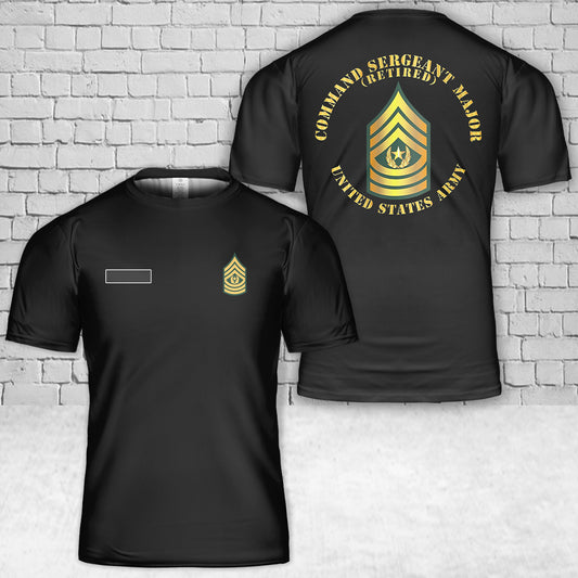Custom Name US Army command sergeant major (CSM) T-Shirt 3D