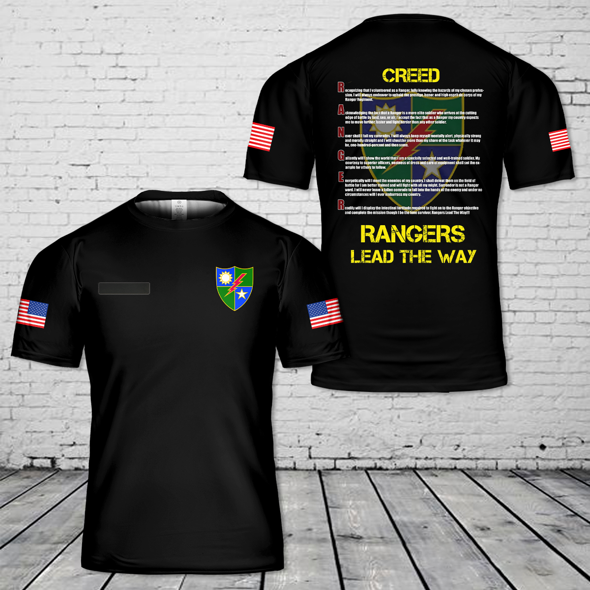 Custom Name US Army 75th Ranger Regiment Creed T-Shirt 3D