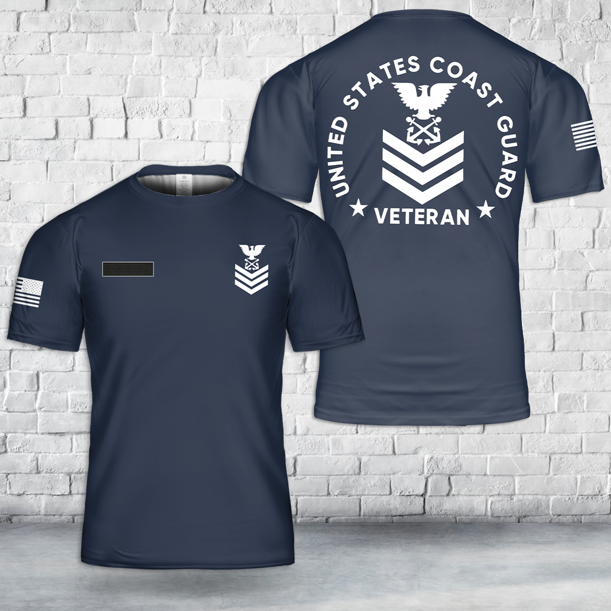 Custom Name US COAST GUARD Veteran Chief Petty Officer E-7 T-Shirt 3D