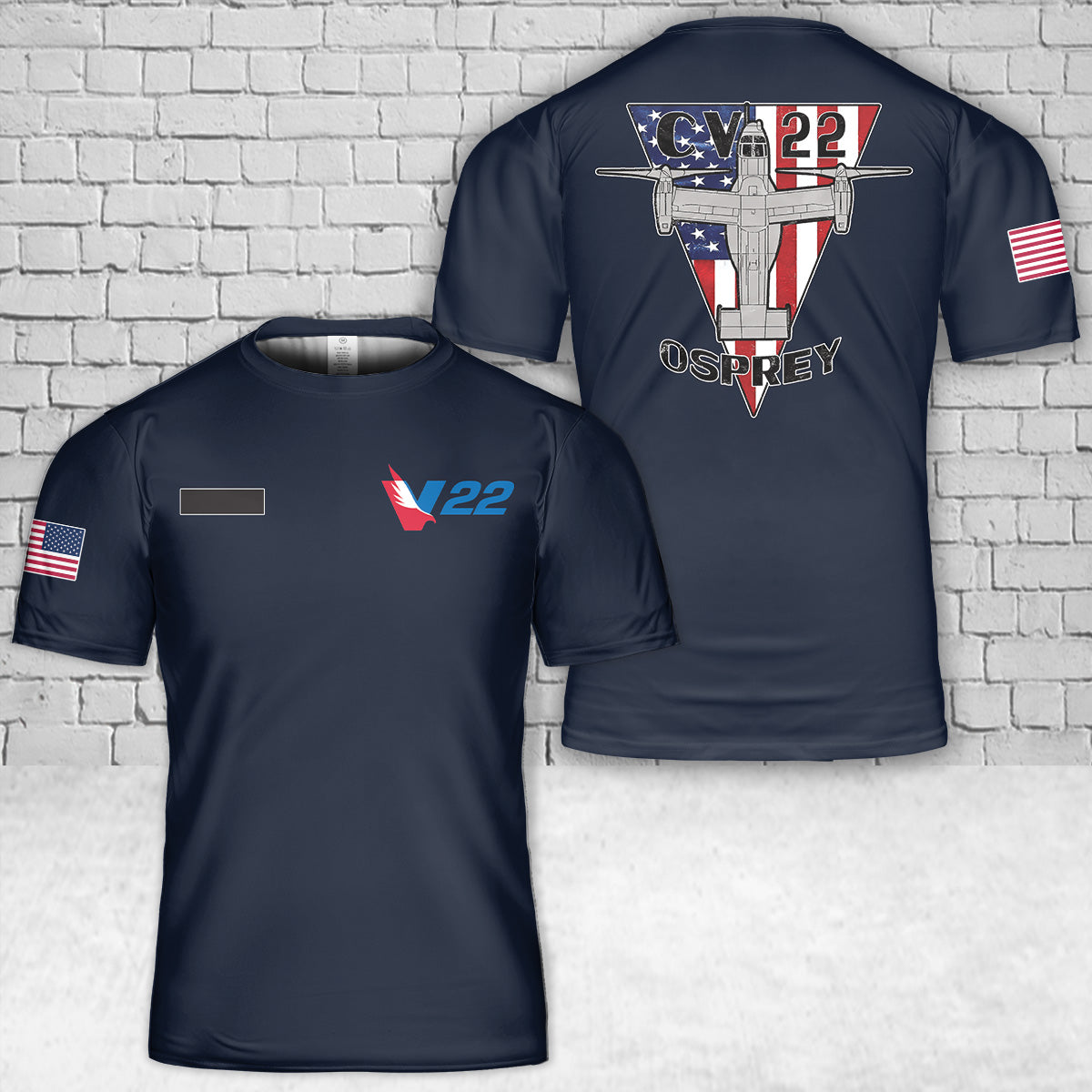Custom Name US CV-22 Osprey Tilt-Rotor Airplane Patriotic T-Shirt 3D