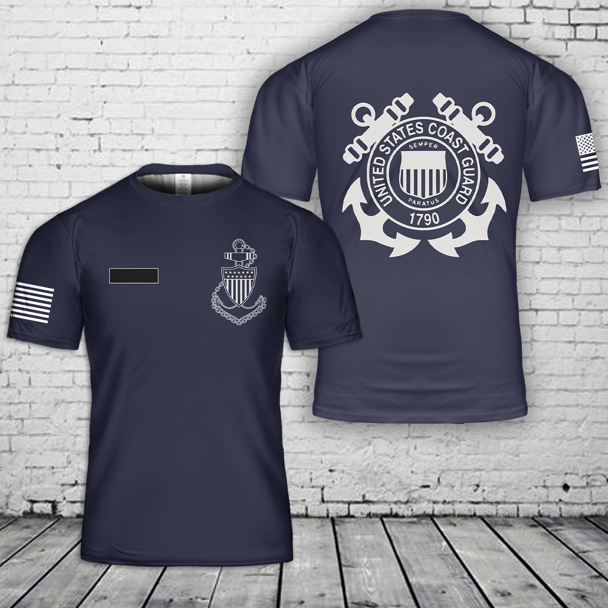 Custom Name US Coast Guard Chief 3D T-Shirt