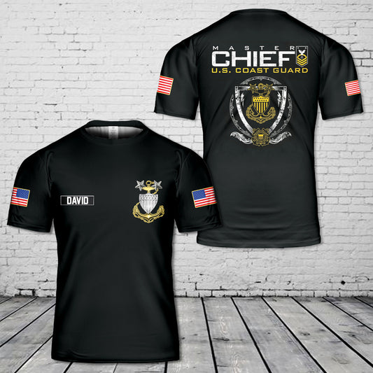 Custom Name US Coast Guard Master Chief (MCPO) 3D T-Shirt
