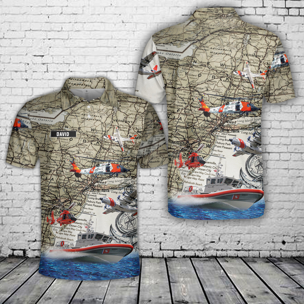 Custom Name US Coast Guard Polo Shirt