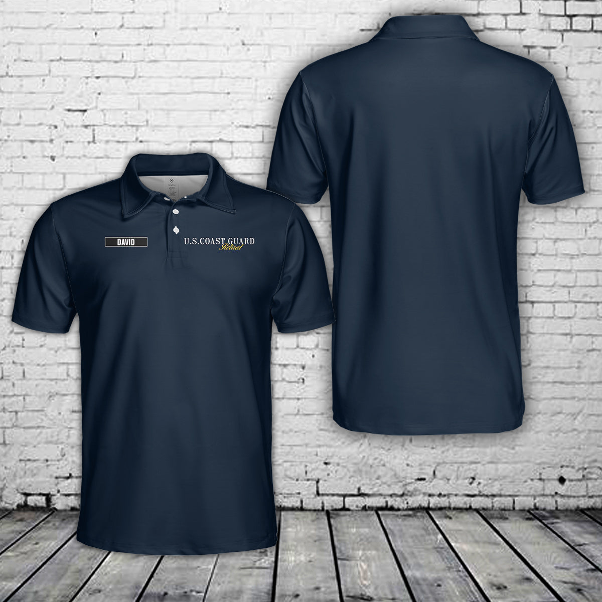 Custom Name US Coast Guard Retired Polo Shirt