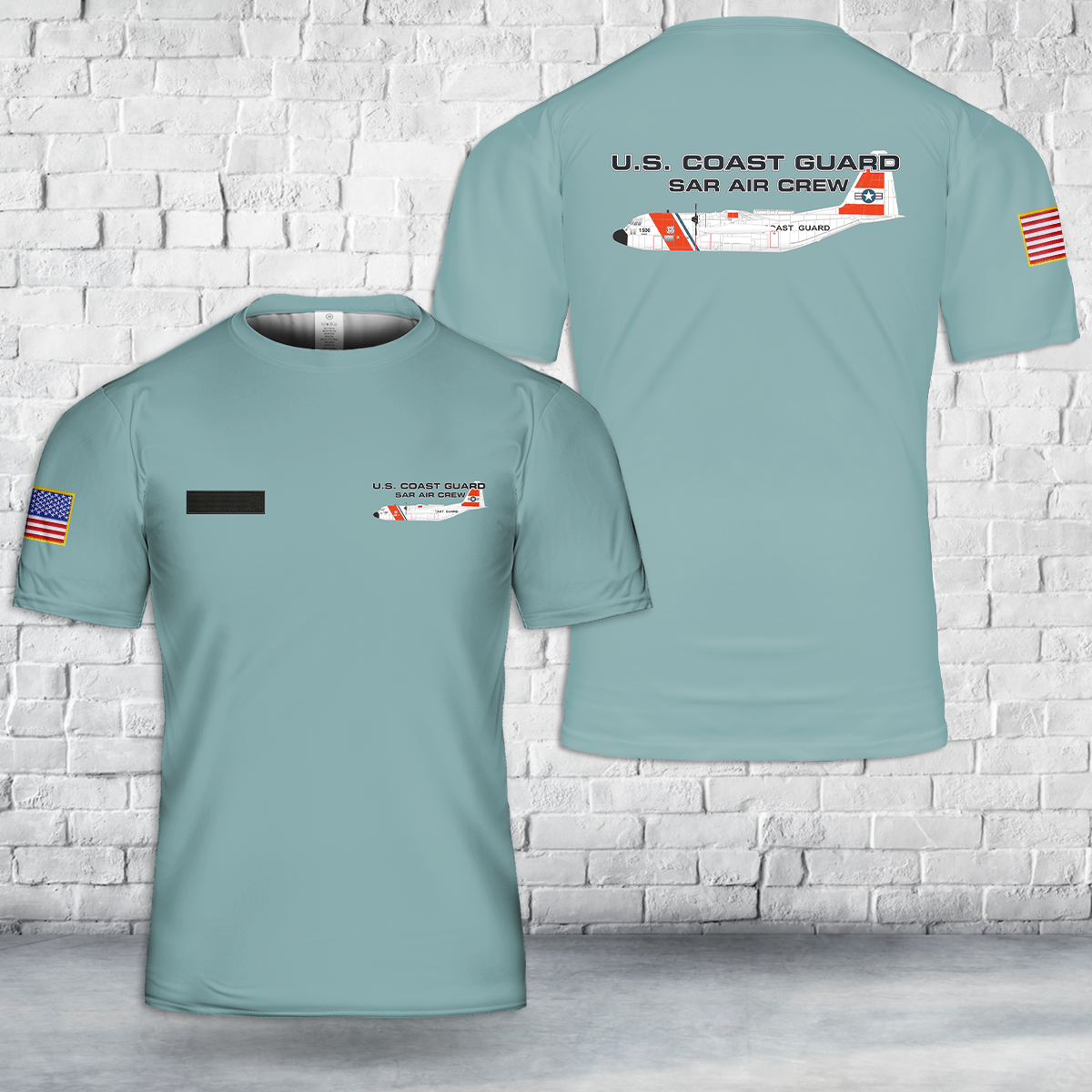 Custom Name US Coast Guard SAR Air Crew HC-130 T-Shirt 3D