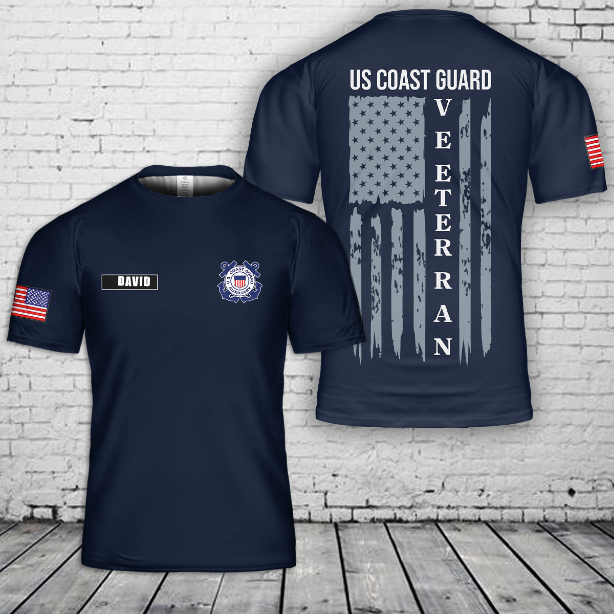 Custom Name US Coast Guard Veteran 3D T-Shirt