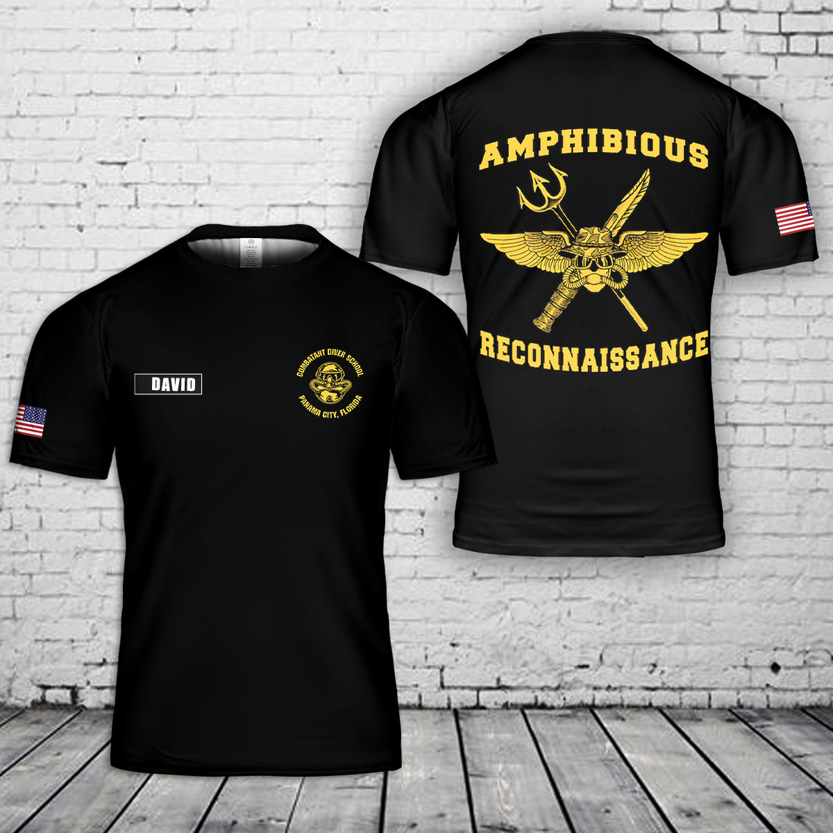 Custom Name US Combatant Diver School Panama City, FL 3D T-shirt