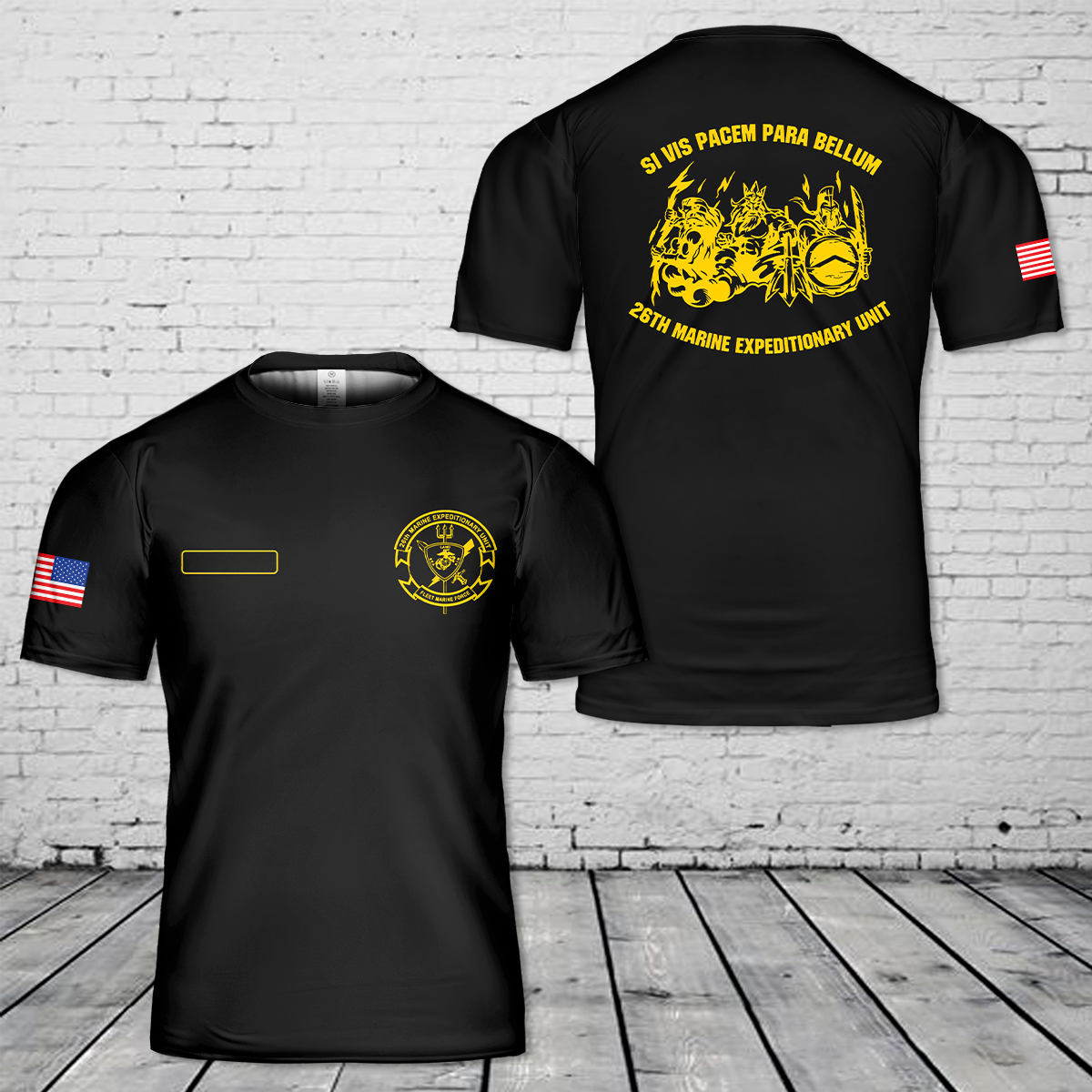 Custom Name US Marine Corps 26th Marine Expeditionary Unit (26th MEU) T-Shirt 3D