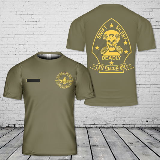 Custom Name US Marine Corps 2nd Reconnaissance Battalion (2nd Recon) T-Shirt 3D