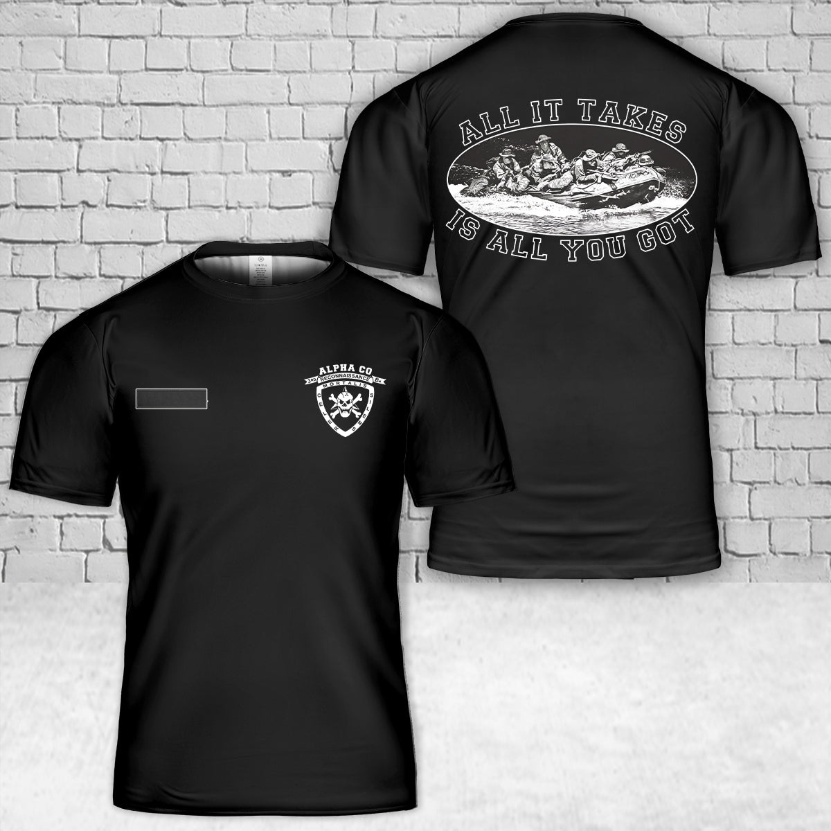 Custom Name US Marine Corps Alpha Company 3rd Recon T-Shirt 3D