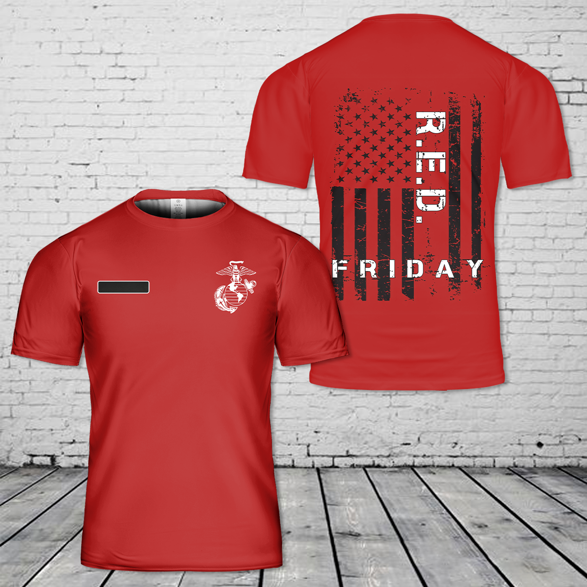 Custom Name US Marine Corps Red Friday T-Shirt 3D