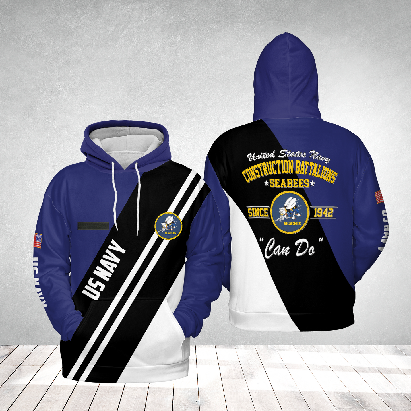 Custom Name US NAVY SEABEES Naval Construction Force (NCF) Hoodie 3D
