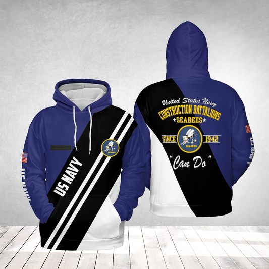 Custom Name US NAVY SEABEES Naval Construction Force (NCF) Hoodie 3D
