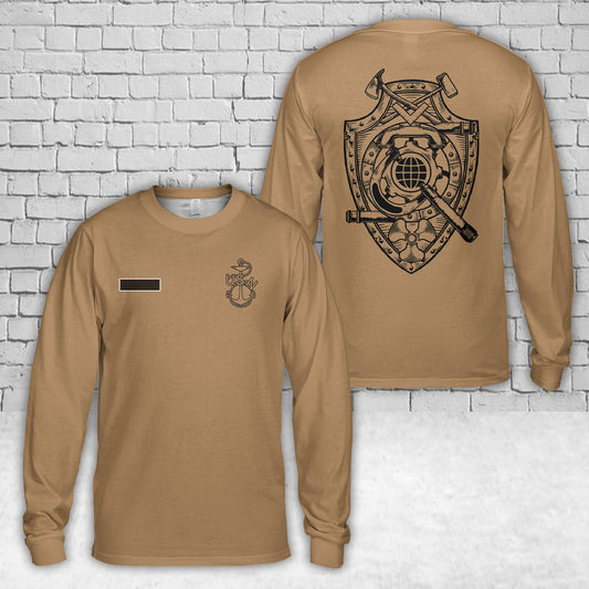 Custom Name US Navy 1893 Chief Anchor Snipe AOP Long Sleeve Shirt