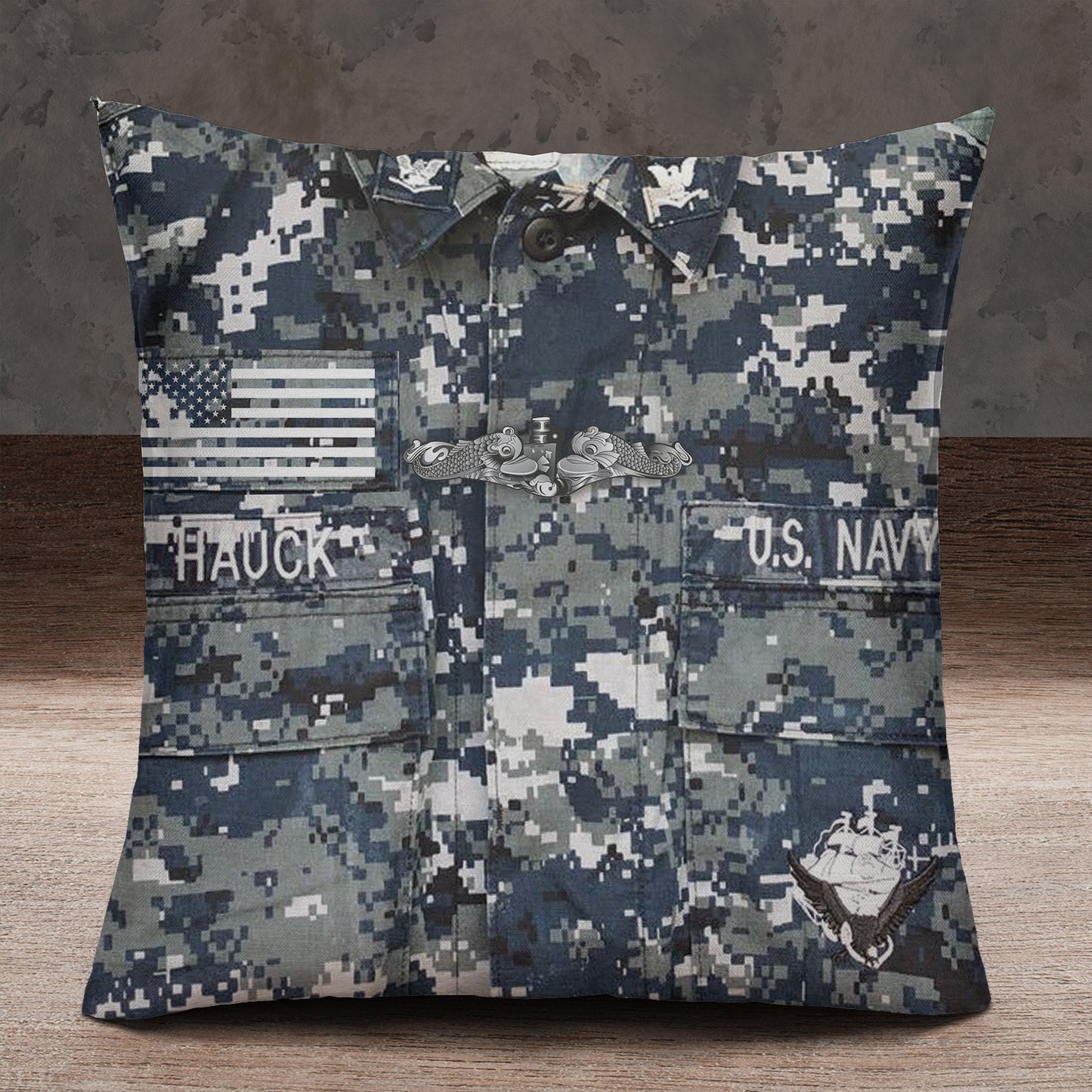 Custom Name US Navy AOP Pillow